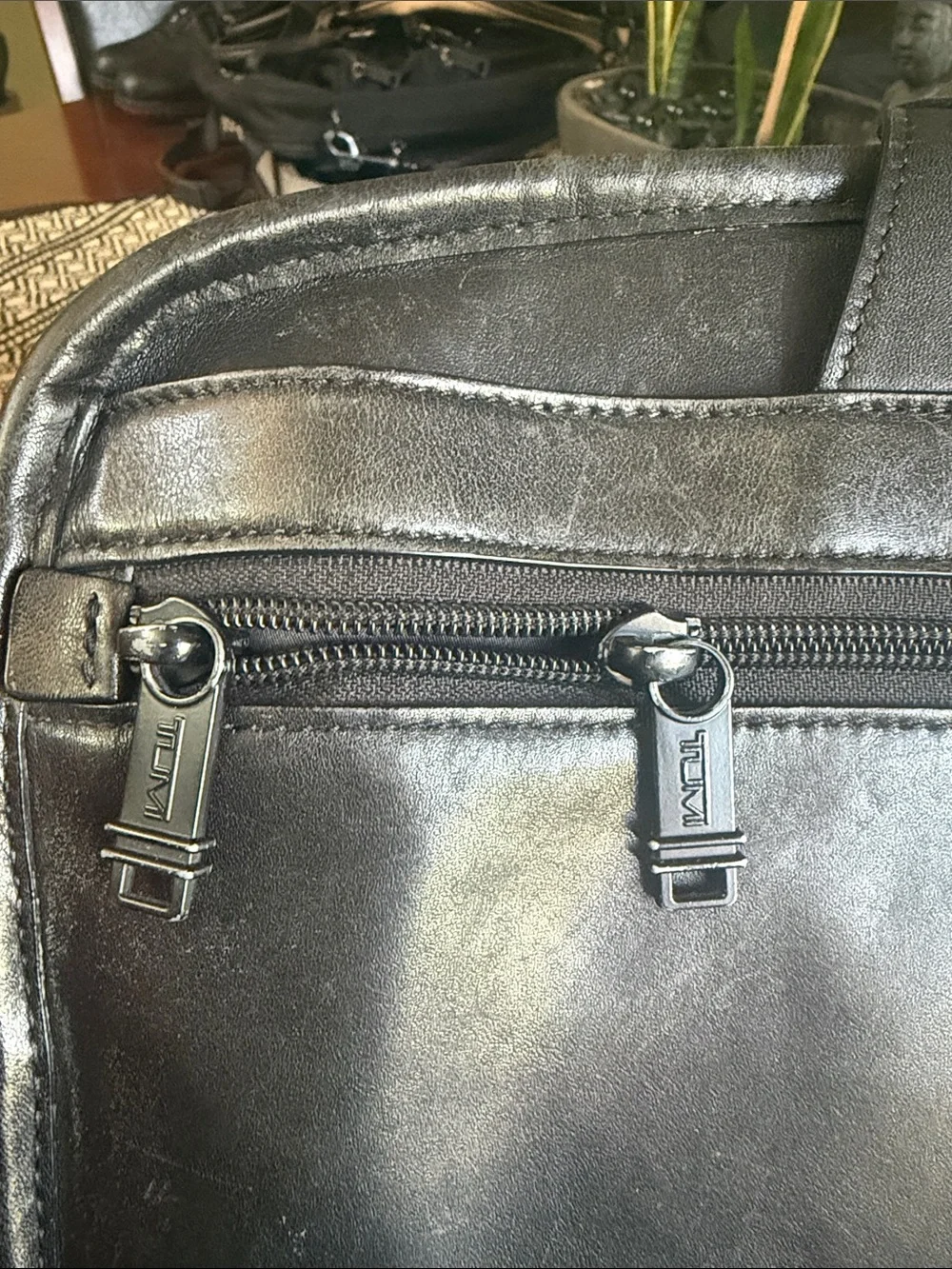 Tumi Alpha Leather Laptop Briefcase, pre-loved